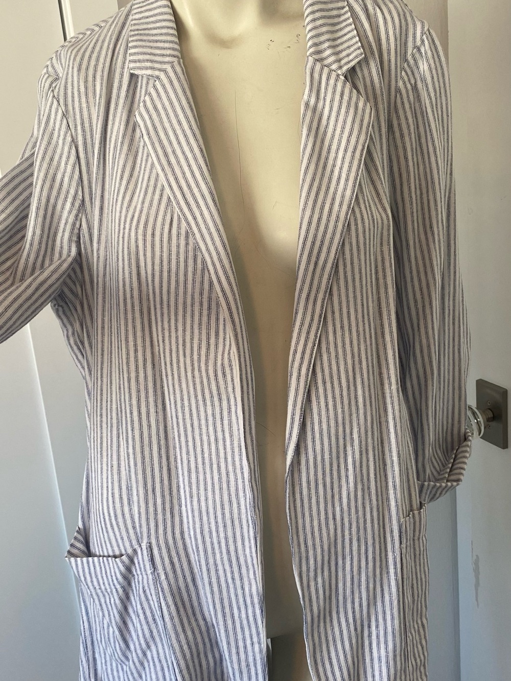 Caslon Blue & White Striped Open-Front Blazer